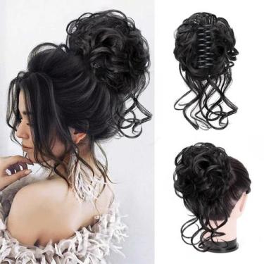 Imagem de Acessório de cabelo Foaoit Messy Bun Claw Clip sintético preto