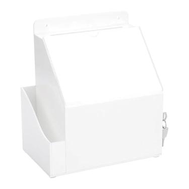 Imagem de shamjina Caixa de sugestões de acrílico organizador de armazenamento recipiente de armazenamento multiuso com chaves caixa de doação para caridade doméstica, Branco