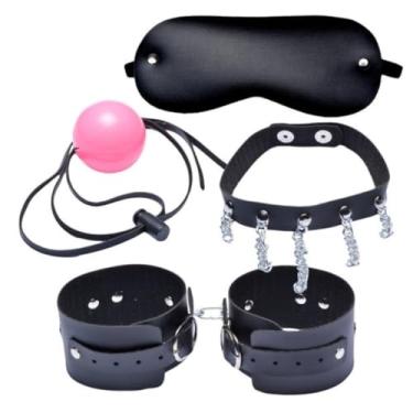 Imagem de Kit Prisioneira 3 Dominatrix Kit BDSM com Gargantilha, Venda, Algemas e Mordaça Brinquedo Erótica DX515
