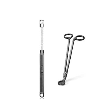 Imagem de Vidisan Isqueiro de vela recarregável e aparador de pavio, conjunto de acessórios de vela, cortador de pavio de vela, tesoura de cortador de pavio, acendedor de arco elétrico recarregável com visor