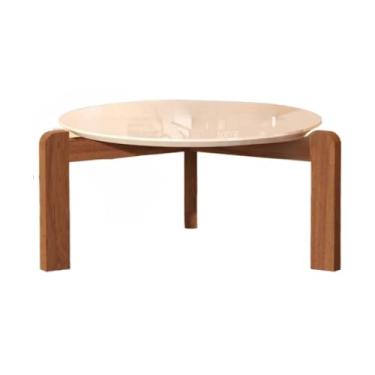 Imagem de Mesa De Centro Para Sala Estar Redonda Pés Madeira Decorativa Luxo Moderna(White)
