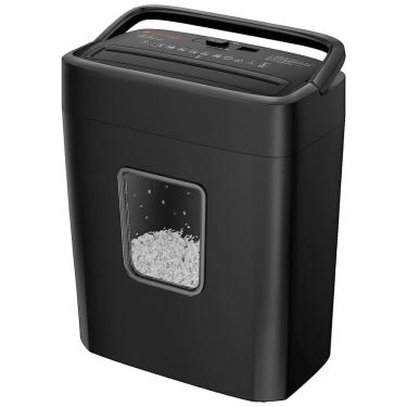 Imagem de Triturador de Papel, Grampos, Clips e Cartões, 6 Folhas, Micro Corte, 110V, Bonsaii Modelo, Preta