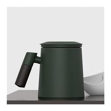 Imagem de Caneca cerâmica café chá caneca com alça filtro tampa para casa xícara de porcelana escritório caneca de chá presentes caneca de café (tamanho: verde)