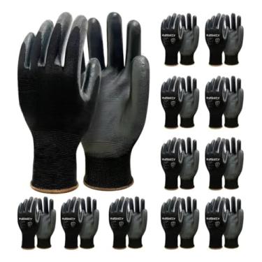 Imagem de 12 Luvas Segurançaa para Mecânico, Eletricista e Pedreiro - Luvas Anatômicas de PU, Conforto, Resistência e Proteção para Trabalho