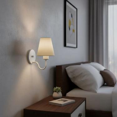 Imagem de Arandela de Parede Vivare AR-2035BRLA Cúpula em Tecido Bege