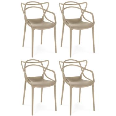 Imagem de Kit 4 Cadeiras De Jantar Allegra Prática Empilhável Nude