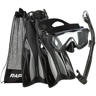 Imagem de Rapido Boutique Collection Conjunto de máscara de vidro temperado com três janelas Clareza com bolsa de transporte para equipamentos de snorkel, ABK - LG