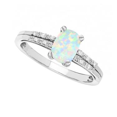 Imagem de Tirafina Pedras preciosas naturais cortadas em almofada com anel de topázio branco, estilo também disponível em pedras preciosas criadas em laboratório e safiras brancas criadas em laboratório,