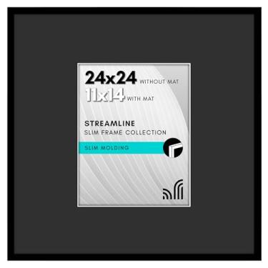 Imagem de Americanflat Moldura de 61 x 61 cm com acrílico polido - use como moldura de 28 x 35 cm com tapete preto ou tela de 60 x 61 cm sem tapete - coleção simplificada - molduras quadradas de borda fina para