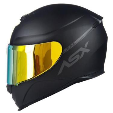 Imagem de Capacete Fechado ASX Eagle Solid Preto Fosco com Viseira Colorida Dour