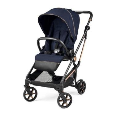 Imagem de Carrinho de Bebê com Assento Grande, Confortável e Reclinável, Peg Perego Vivace, Azul Escuro e Cobre