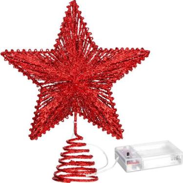 Imagem de Christmas Star Tree Topper Aoriher 20 Light 25 cm com LED vermelho