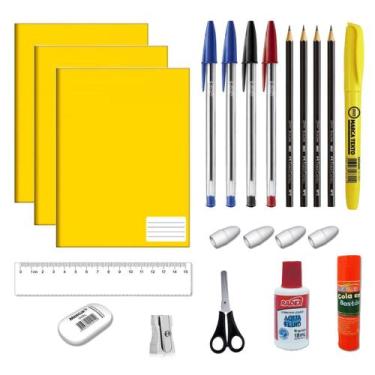 Imagem de Material escolar kit com 22 peças, escolha a cor do caderno Grande - F