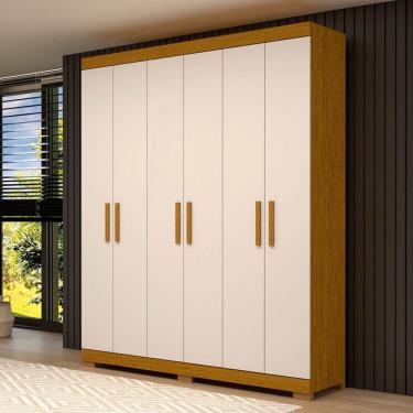 Imagem de Guarda-Roupa Casal Lana 6 Portas 2 Gavetas 100% Mdf Cinamomo/Off White - Acp Móveis