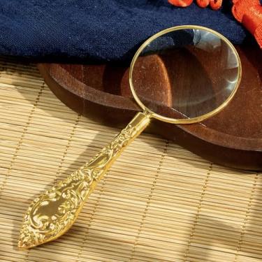 Imagem de Lupa portátil portátil, lupa de alta definição, adequada para leitura, dourada