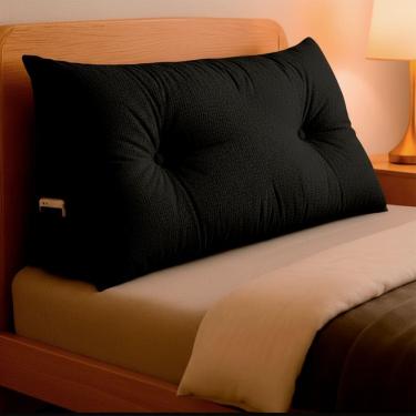 Imagem de Almofada de Cabeceira Encosto Apoio para Lombar com Bolso Lateral 90x50x20 - BF Colchões 