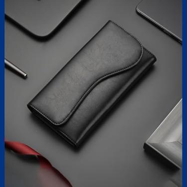 Imagem de Carteira longa masculina – Organizador de dinheiro vintage com zíper com bolso para telefone, carteira com bloqueio de RFID, Preto, Moderno