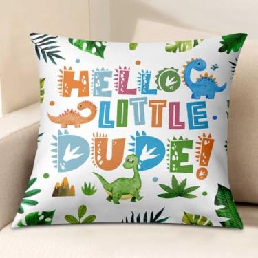 Imagem de Capas de almofada para decoração de quarto de dinossauro para meninos, presentes de dinossauro, 45,7 x 45,7 cm, decoração de sala de jogos para cama de meninos - 02