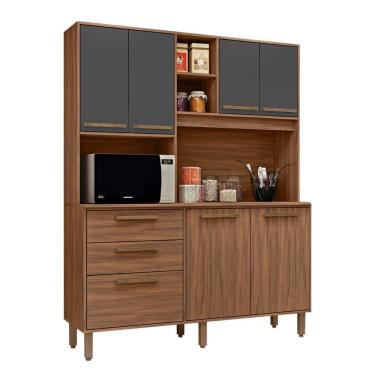 Imagem de Armario De Cozinha New Montevideu 150 Cm 7 Portas 2 Gavetas Freijo-chumbo