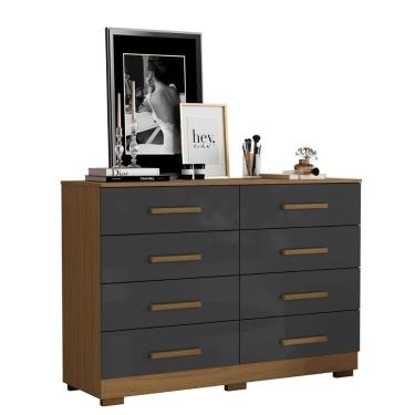 Imagem de Cômoda 8 Gavetas Quarto 136 cm com Pés em Plástico