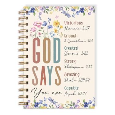 Imagem de Wxiben Caderno espiral cristão inspirador - Cadernos de diário de versículo da Bíblia para mulheres, oração floral, presentes religiosos, diário para anotações, escola, escritório, estudante, estudo