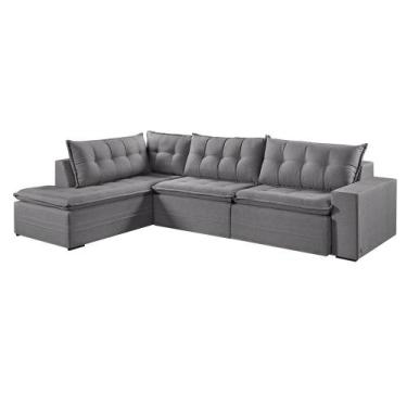 Imagem de Sofá Retratil Com Chaise Esquerda Titan 6 Lugares 3,16M Tecido Linho -
