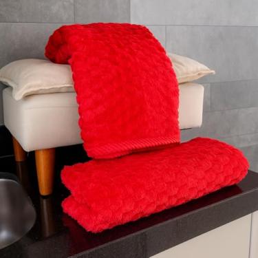 Imagem de Kit 2 Toalhas de Banho Luxo Microfibra Grande e Macia 140x70cm – Secagem Rápida e Confortável (Vermelho)