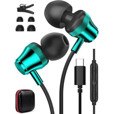 Imagem de Fone de ouvido USB C para iPad A16 11 10, fones de ouvido com fio tipo C para Samsung Galaxy A17 S25 FE S24 S23 S22 Pixel 9 9a 8a, fone de ouvido intra-auricular estéreo HiFi com cancelamento de ruído