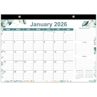 Imagem de Runtioval Calendários de Mesa 2024-2025 - Calendários de 18 Meses, de Julho de 2024 A Dezembro de 2025, Calendário de Mesa 2024-2025 com Papel Grosso, 17" X 12", Folha Verde