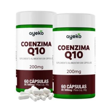 Imagem de 2X Coenzima Q10 200mg Alta Concentração + Vitamina E 60caps Ayeko