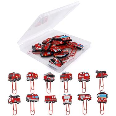 Imagem de Clipes de papel tamanhos variados para amantes de caminhões de bombeiros, presentes infantis para amantes de livros, 12 peças, clipes de papel extravagantes, materiais de escritório, artigos de diário