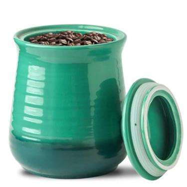 Imagem de Hasense Recipientes de armazenamento de alimentos com tampas, pote de cerâmica de armazenamento de alimentos de 2,5 ml, recipiente de cozinha para café moído, chá, açúcar, nozes, doces, especiarias