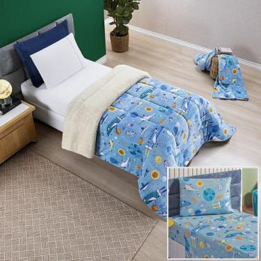 Imagem de Kit Coberdrom + Jogo de Cama Bouti Kids Solteiro 04 Peças 100% Poliést