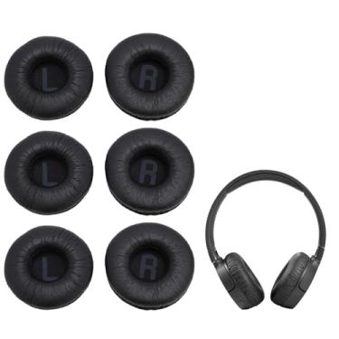 Imagem de Goshyda Substituição de Almofadas de Ouvido de 6 Pces para Fones de Ouvido Tune 600btnc 660nc 510bt T450bt T500bt, Almofadas de Ouvido de Couro de Proteína Macia (Preta)