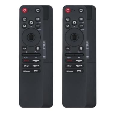 Imagem de Pacote com 2 novos controles remotos de substituição MR25GA AKB76046603 Voice Magic compatível com LG 2025 Magic Voice TV Controle remoto G5 C5 B5, QNED 92A 85A 80A, UA77 Series com AI, Pointer e