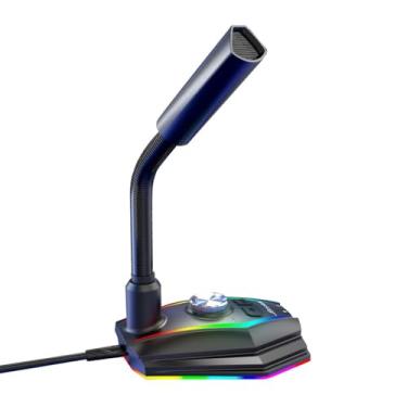 Imagem de Microfone para jogos M2 USB com luz RGB, botão de controle rotativo, compatível com PC, laptop, gravação