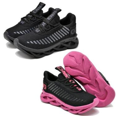 Imagem de Kit 2 Tênis Infantil Menina Confortavel  Preto Pink - Evoltenn, Preto 