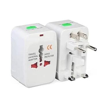 Imagem de Adaptador Universal de Tomada para Viagem Internacional, Bivolt, Compatível com EUA, Europa, Inglaterra, Múltiplos Padrões, Branco