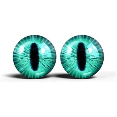 Imagem de Olhos realistas de artesanato de vidro de 2,5 cm, design de íris vertical de gato animal, conjunto de 2 peças, globos oculares de cabochão abobadados, arte, taxidermia e suprimentos para fabricação de