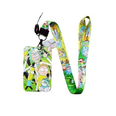 Imagem de Cordão de anime verde fofo com cartão, cordão de suporte de crachá de desenho animado para cartão, viagem