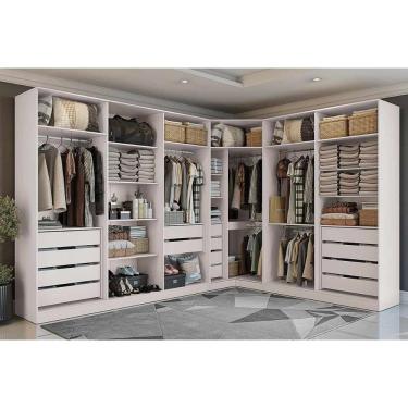 Imagem de Quarto Casal Completo Adapt 6 Peças (2 Closets Abertos + 1 Closet Canto Obliquo + 3 Complementos) Qcm73 Branco - Kappesberg