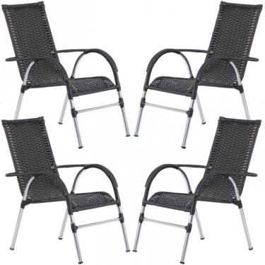 Imagem de 4 Cadeiras Vênus E Mesa Garden área Externa Trama Tabaco