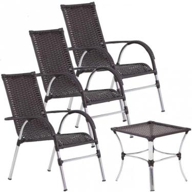 Imagem de 3 Cadeiras Vênus E Mesa Garden Para área Externa Trama Pedra Ferro
