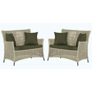 Imagem de 2 Sofás área Externa Igapó Alumínio Preta Corda Náutica E13 Rami