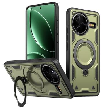 Imagem de MRRSIWEI Capa magnética para Xiaomi Redmi K80 5G / Poco F7 Pro, proteção de nível militar, resistente, com suporte de anel giratório para Xiaomi Redmi K80 Pro 5G / Poco F7 Ultra. Capa verde