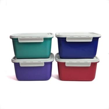 Imagem de Pote Plásticos 1L Com Trava Kit Para Marmita Fitness Microondas e Gela