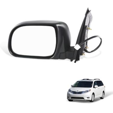 Imagem de GrteRokky Espelho retrovisor elétrico do lado do motorista com aquecido, compatível com Toyota Sienna 2004-2010, retrovisor, preto, dobrável, preto, retrovisor, retrovisor, para 87940AE020 TO1320205