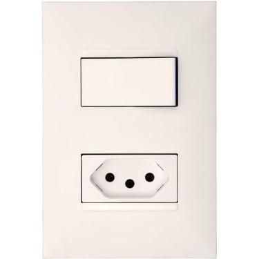 Imagem de Interruptor Paralelo E Tomada 2p+t De 10 Ampères 4x2 Branca - 615078bc - Pial Plus