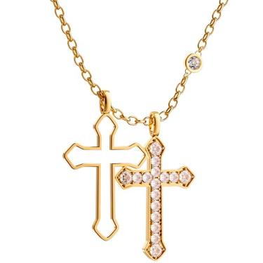 Imagem de Colares femininos com pingente banhado a ouro 18K | Colar de ouro para mulheres | Slider ajustável, Large, aço de titânio, Sem Pedra Preciosa