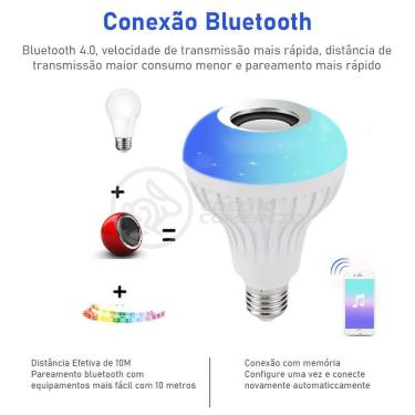 Imagem de Lâmpada Led 12W E27 Rgb Colorida Com Caixa De Som